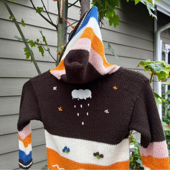 Handmade Little Kids’ Embroidery Appliqué Colorful Zip Hooded Cardigan 3T - Picture 6 of 9